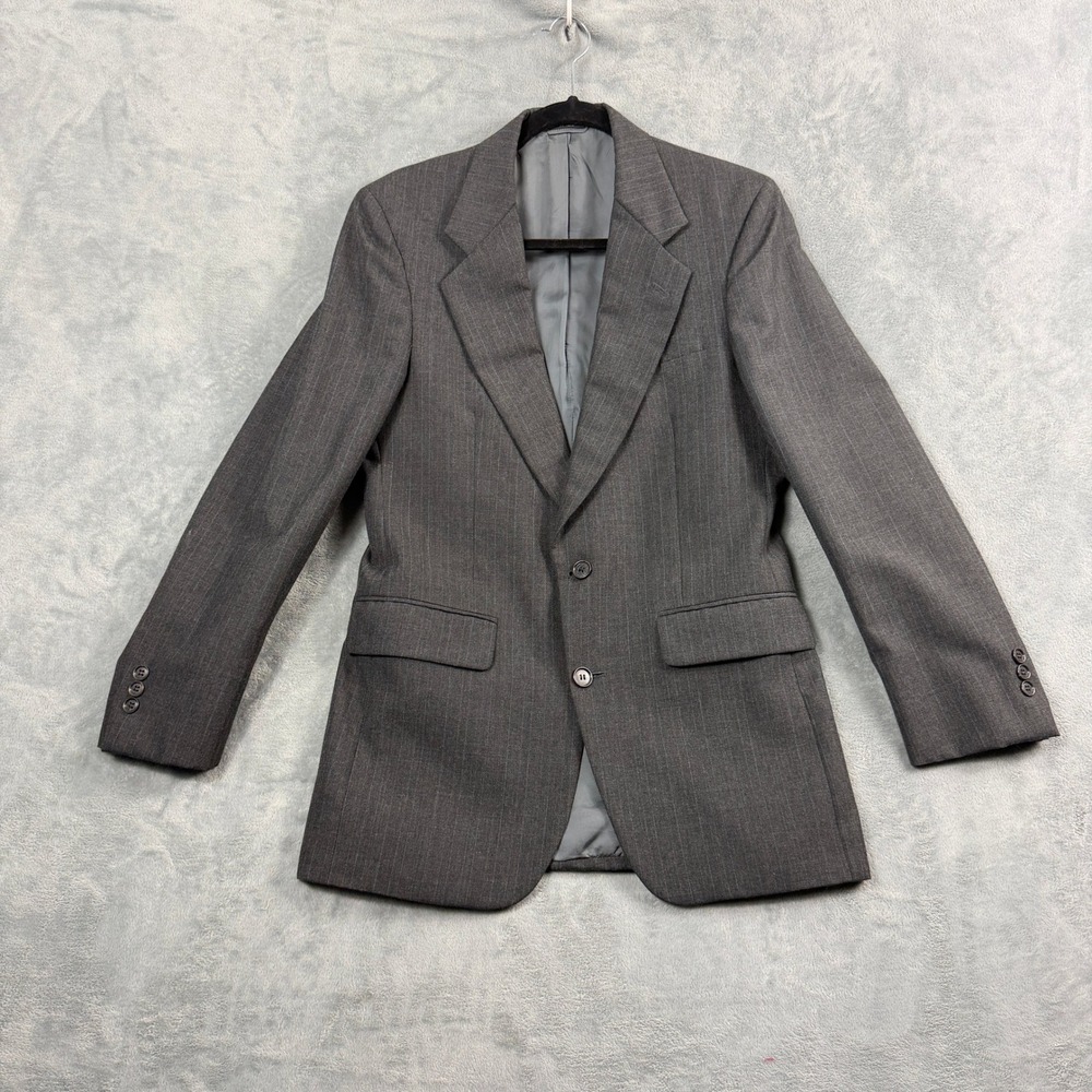 Today's Man Mens 38R Gray Pinstripe Wool Blazer Brookcraft Suit Jacket Office